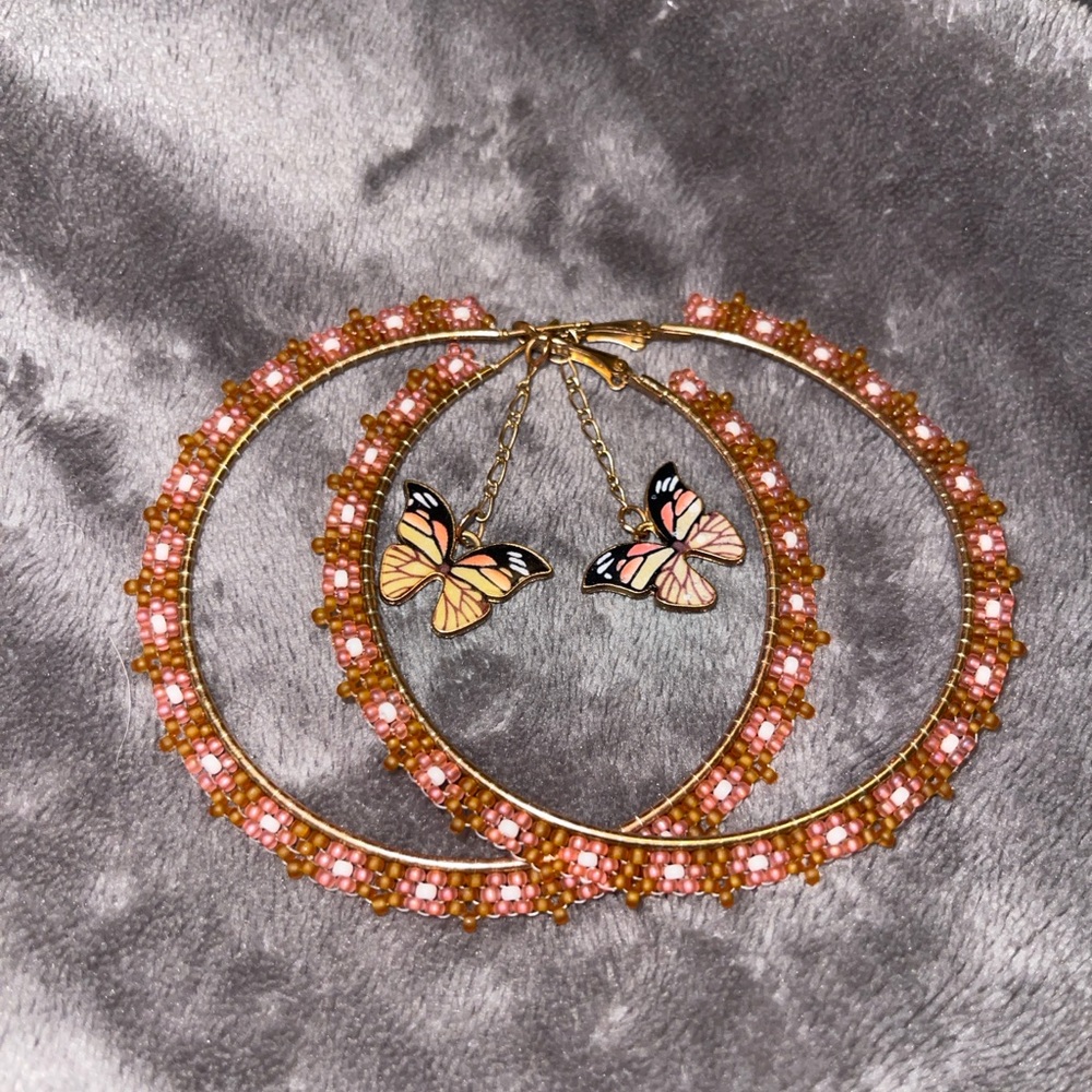 Hand Made- beaded hoops